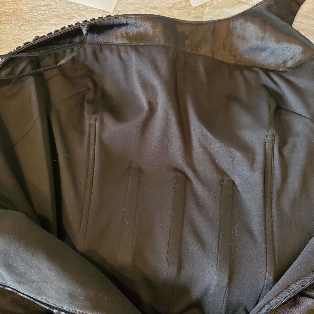 Y2K Black Satin One Shoulder Cocktail Dress Ruched Beaded LBD Sz 4‎ Knee Length - Picture 9 of 12